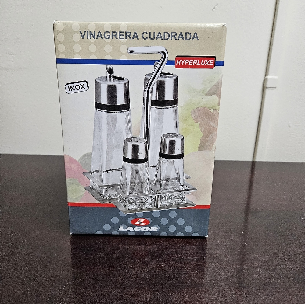 4 piece salad and spice set salt, pepper, oil and vinegar - Lacor - Hyperluxe
